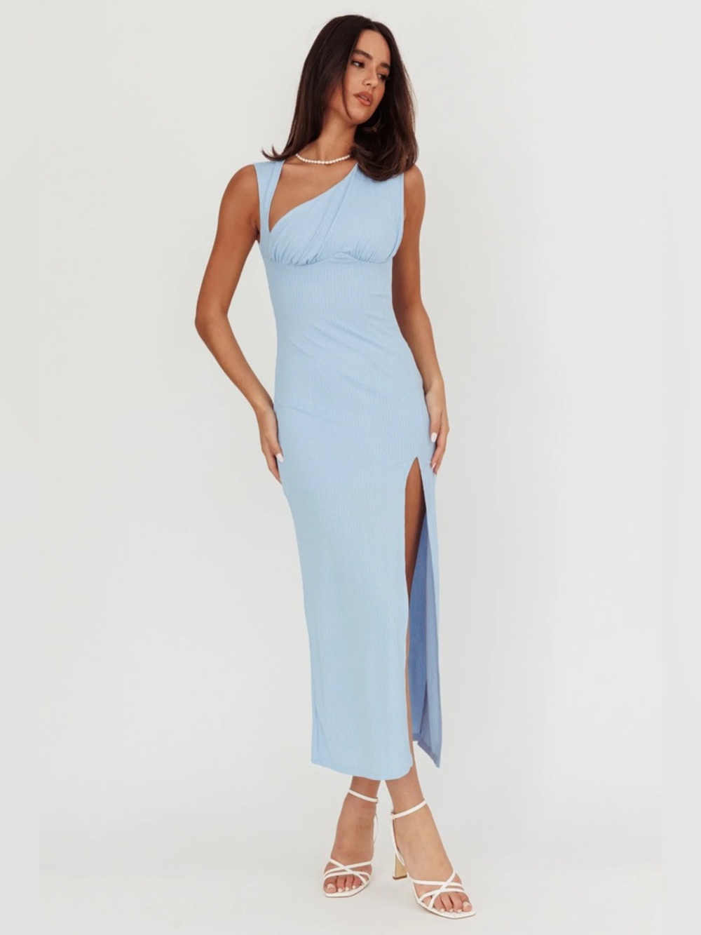 Selfie Leslie Daleela Asymmetric Blue Maxi Dress | One Shoulder Formal Dress